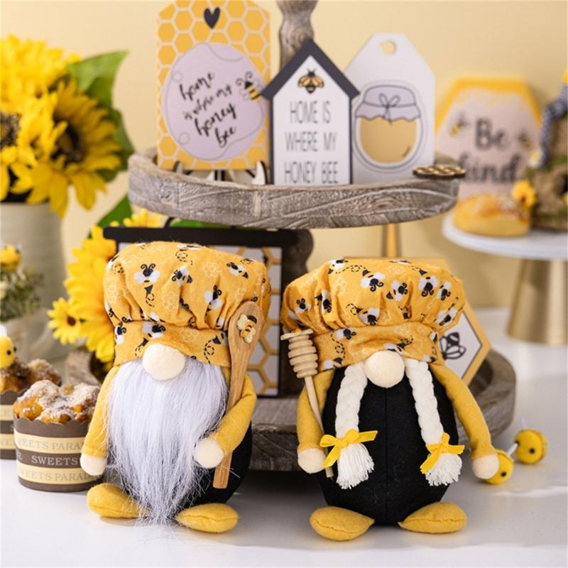 Bees Festival ChefsHat Gnome Ornaments Party Decorations Ornaments Supplies for Bedroom Dormitory Decorations