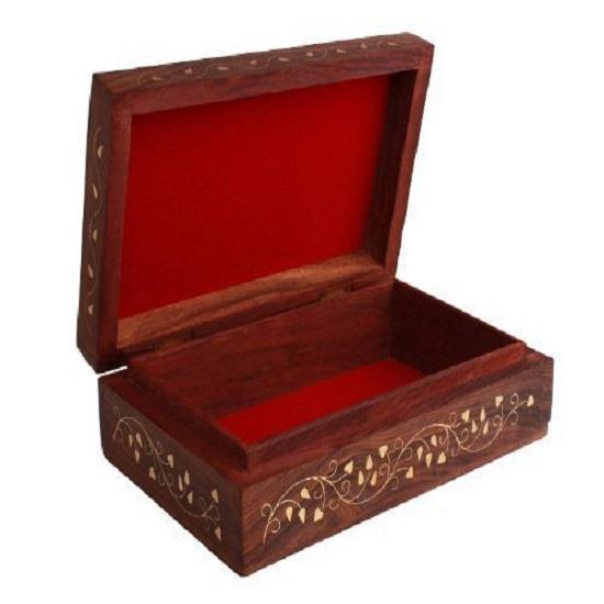 Handmade Wooden Jewellery Box for Women Jewel Organizer Flower Décor