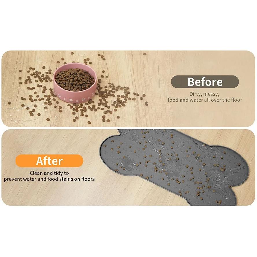 Dog Food Mat Anti-Slip Silicone Thicker Pet Placemat Waterproof Feeder Pad with Raised Edge Puppy Feeding Mats