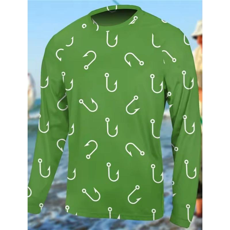 3D-Druck Herren Angelshirt Outdoor Langarm UV-Schutz Atmungsaktiv Schnelltrocknend Leicht Schweißableitend Tops Frühling Sommer Angeln