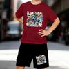 Boys 2 Piece Extreme Sports Themed Printed Outfit, Short Sleeve T-Shirt and Shorts Set for Kids Age 5-14,Black and White Sporty Casual Summer Clothes