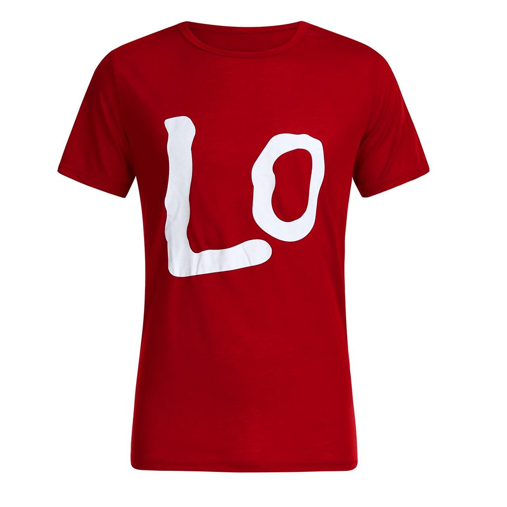 Männer Paare Liebhaber Kurzarm Liebesbrief Druck T Shirts Tops Blusen