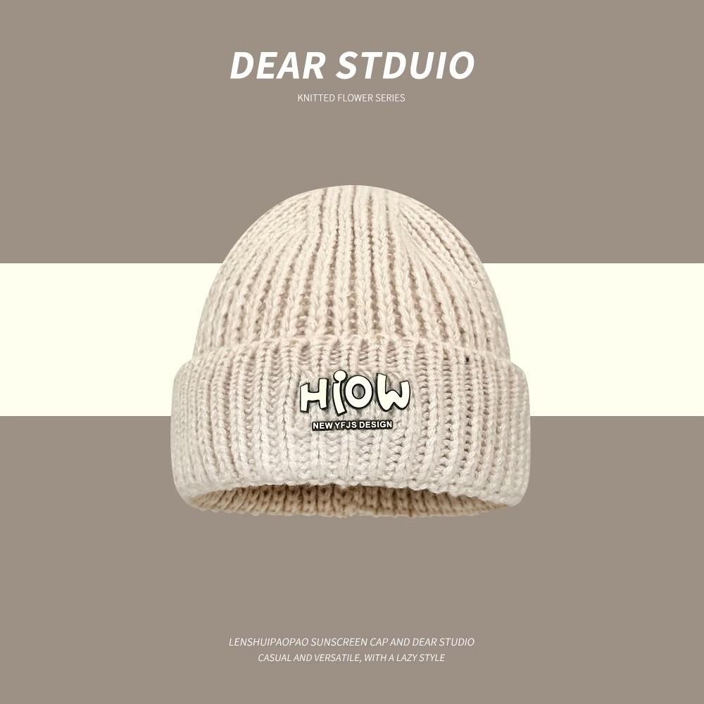 Hiow Letter Knitted Beanie For Winter Warmth Stylish Casual For Students