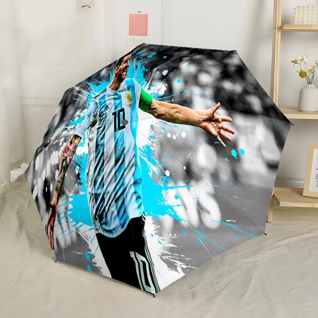 Football Legend Messi Automatic Umbrella Compact & Durable 8-Rib Design Foldable Design Durable Everyday Carry Umbrella Fashion Lovers Spiritual Gift