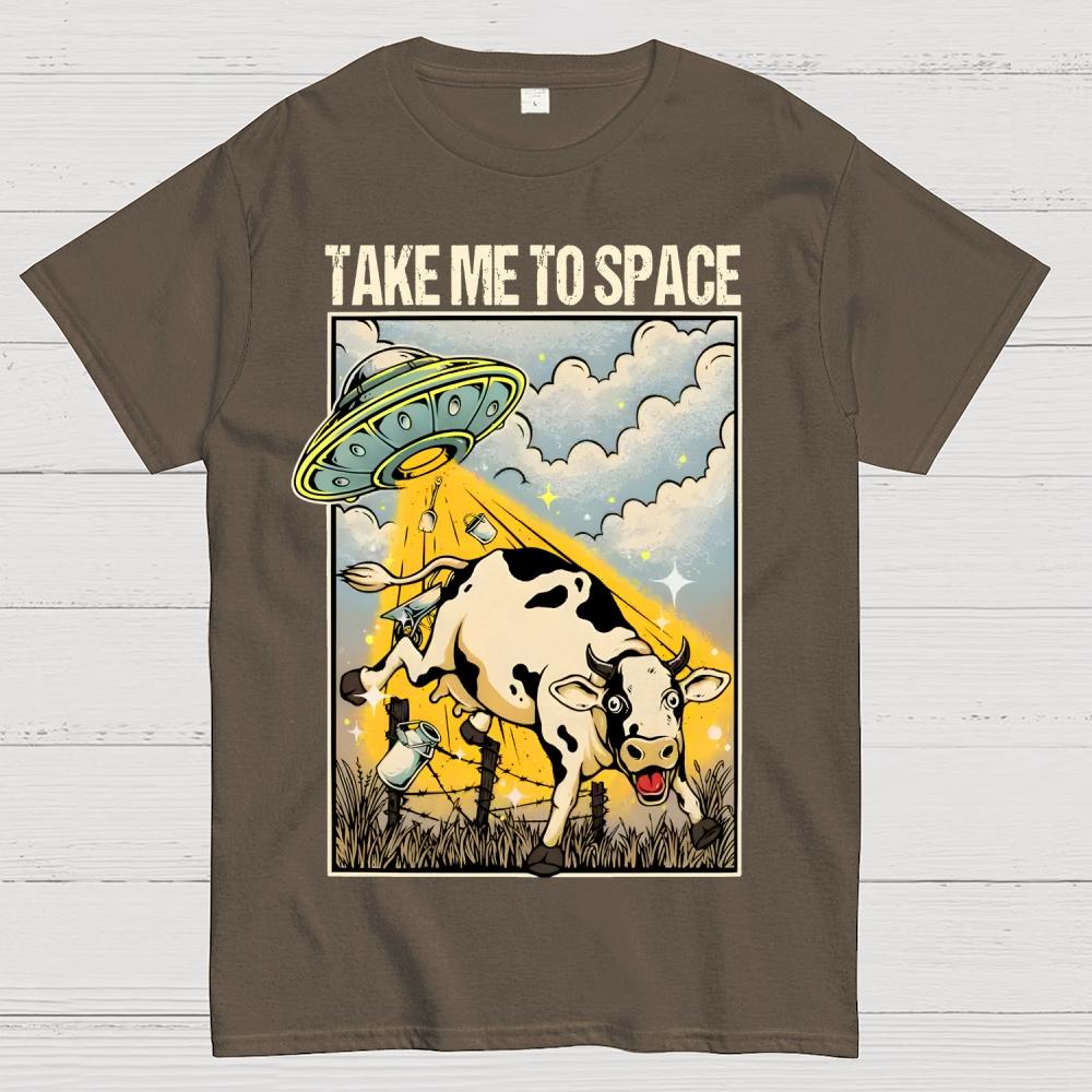 Take Me to Space - Alien Cow Abduction 100% Cotton Summer Casual Cool Loose T-Shirt