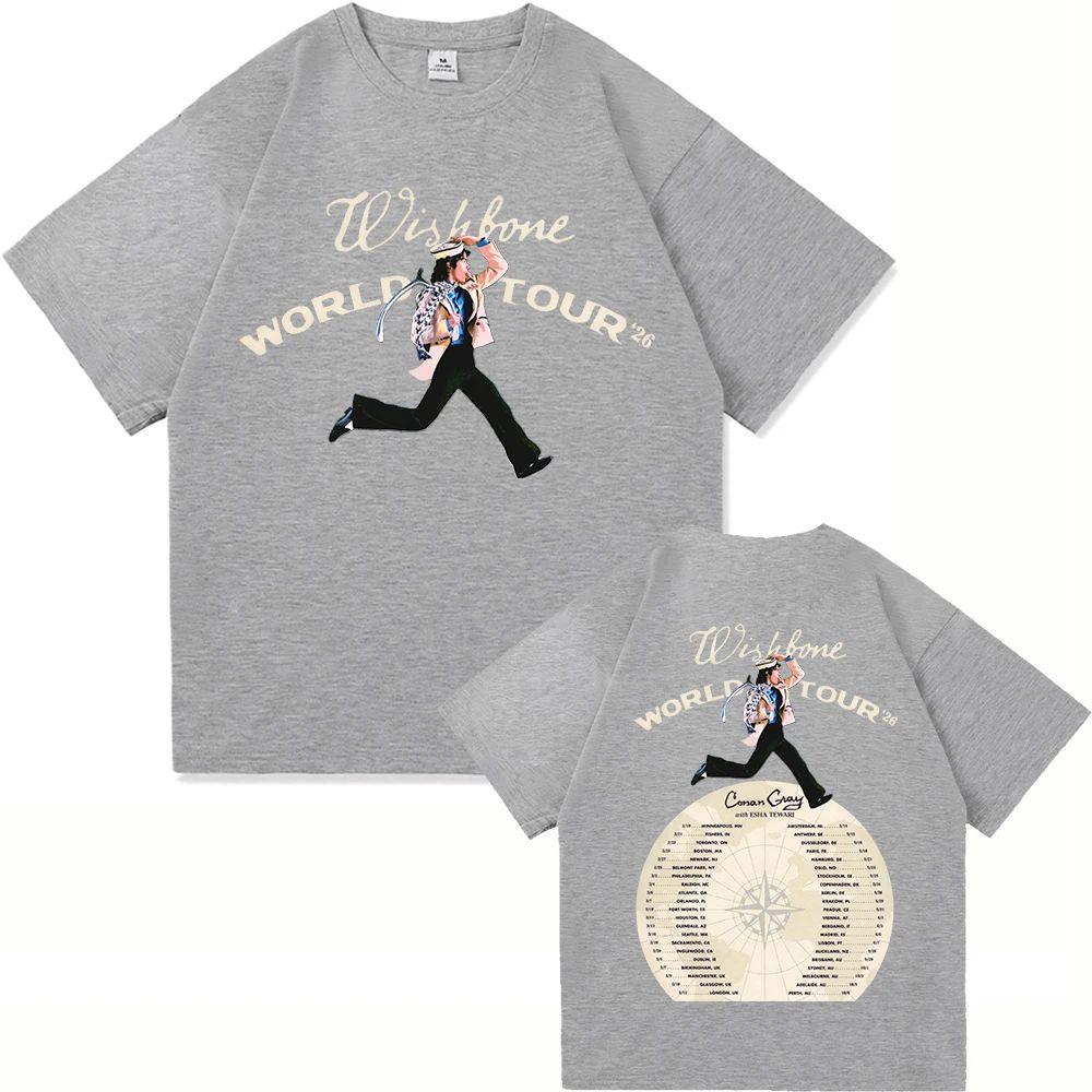 Hiphop Y2k Tops Conan Gray Wishbone World Tour 2026 T Shirt Fashion  Aesthetic Casual Vintage Casual Loose TShirt Unisex