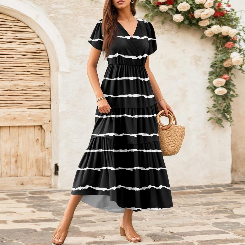 Damer Kjoler med Fall Damer Sommerkjoler Casual Kortermet Maxikjoler Formelle Maxikjoler