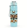 1PC Moth Sunflower Botanical Motif 750ml Color Plastic Sports Water Bottle Leakproof Flip Straw Lid For Sports Office Home Use