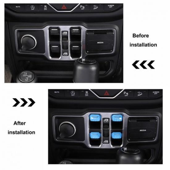 Light Blue Window Control Switch Button Decor Cover Trim For Jeep Wrangler JL JT
