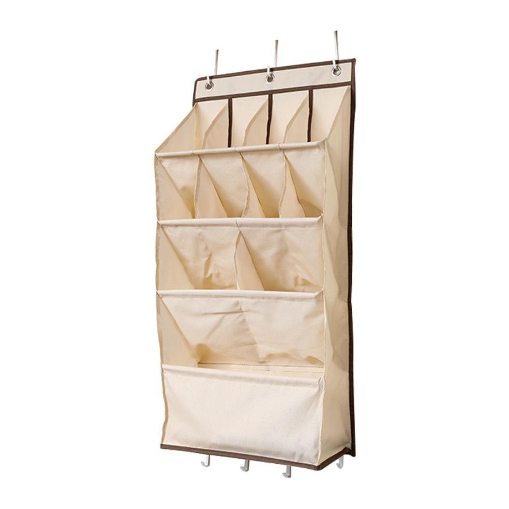 Настенная вешалка для хранения на двери экономящая место тканевая вешалка для одежды 11-карманная нетканая вешалка для обуви бежевый 24639₽