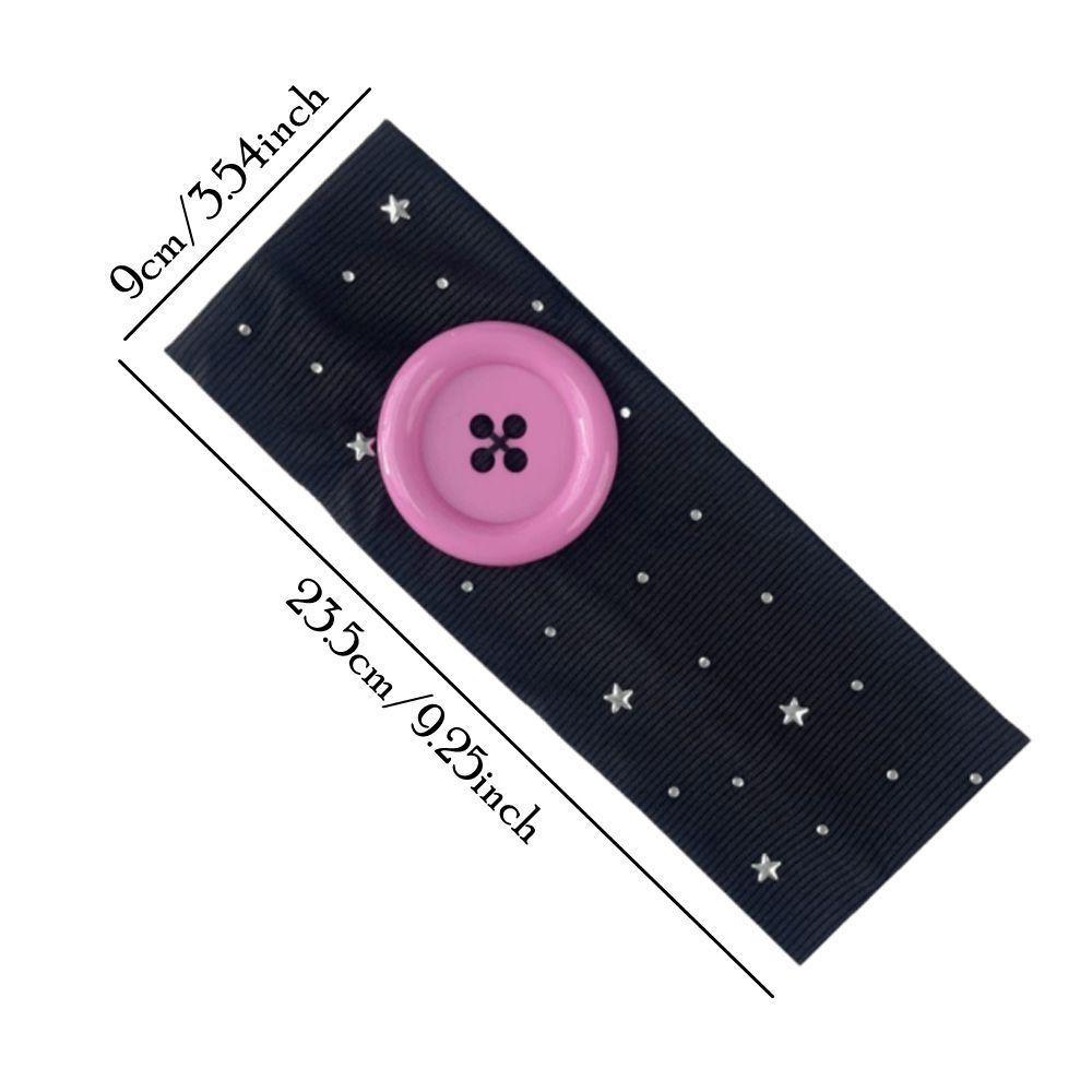 New Large Button Button Hairband Colorful Sweet Style Star Headband Anti-Slip Sweat Absorbing Elastic Hairband