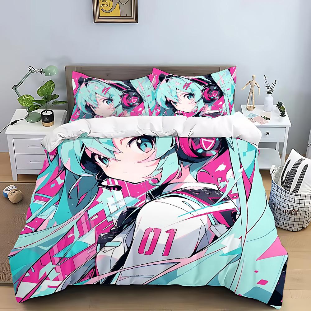 Hatsune Miku Anime Duvet Cover Pillowcase Bedding Set Adult Boy Girl Bedroom Decoration Children Gift Single Double Large Size
