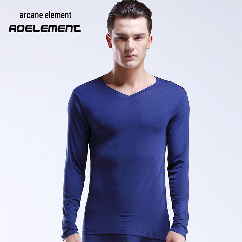Men's Slim V-Neck Thermal Top - Lightweight Autumn/Winter Undershirt
