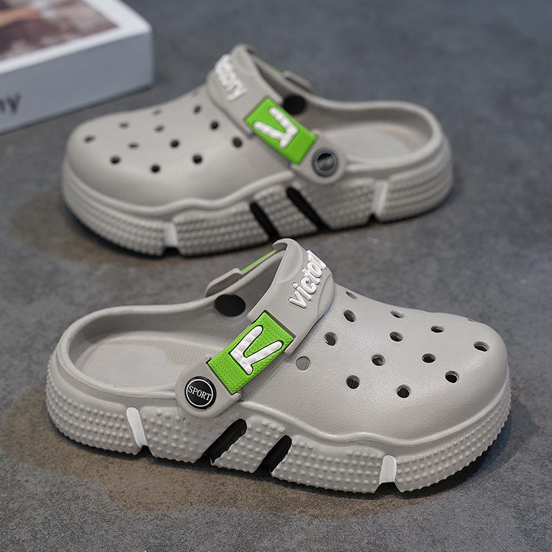 

Children s hole shoes summer boys and girls slippers non-slip soft sole indoor home middle older children s beach cool slippers 38 серый