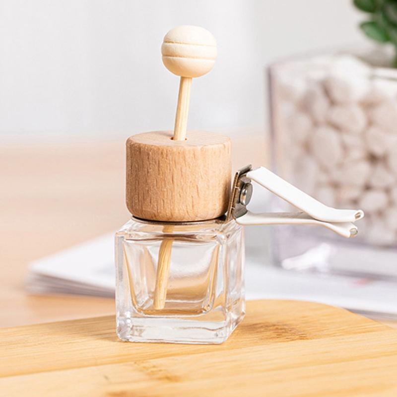 Car Fragrance Empty Glass Bottle Cute Car Air Freshener Bottle Perfume Clip Air Vent Outlet Aromatherapy Essential Oils Diffuser