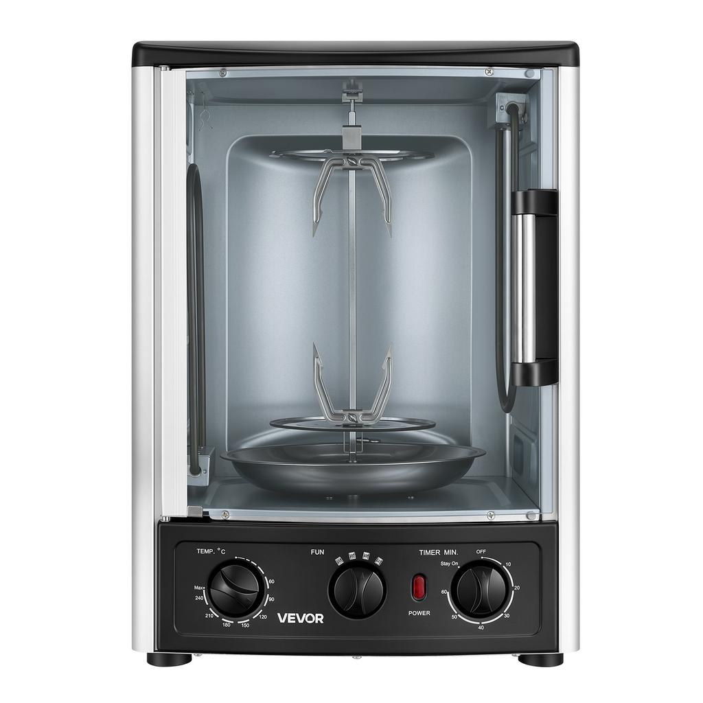 VEVOR Countertop Vertical Rotating Oven 22L Rotisserie Shawarma Machine, 1500W Kebab Grill Roaster with Heat-Resistant Door, Drip Tray