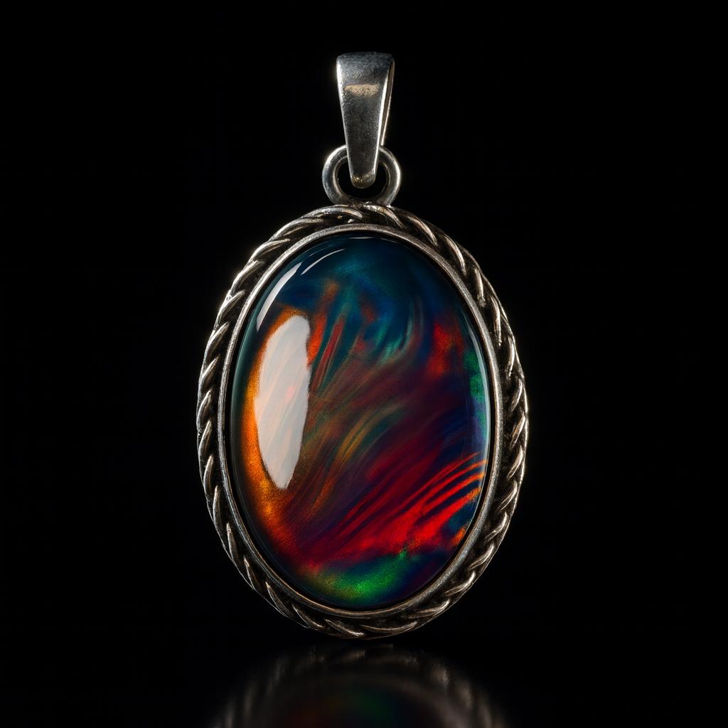 925 Sterling Silver Pendant 40 Ct Natural Multicolor Opal Jewelry