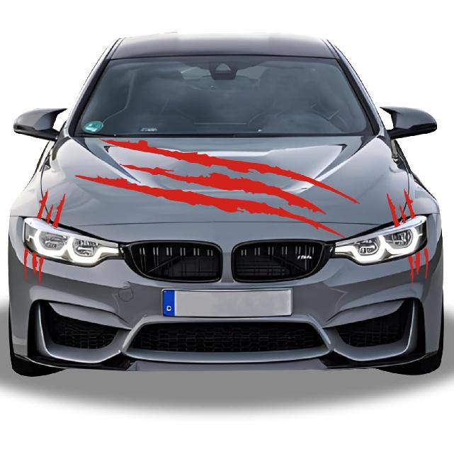1 Full Set Monster Claw Sticker For Car Hood Decal 1 Set, Car Decals Claw Mark Stickers To Cover Hood Headlights Scratches, Modified