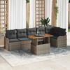 Garden Sofa Set with Storage 7 Pcs Grey Poly Rattan