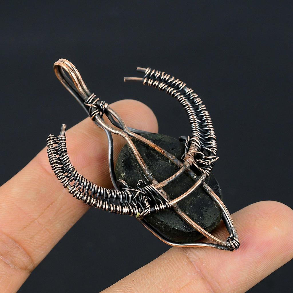 Black Tourmaline Pendant Gemstone Jewelry, 999 Copper Wire Wrapped Pendant, Handmade Amazing Pendant Jewelry