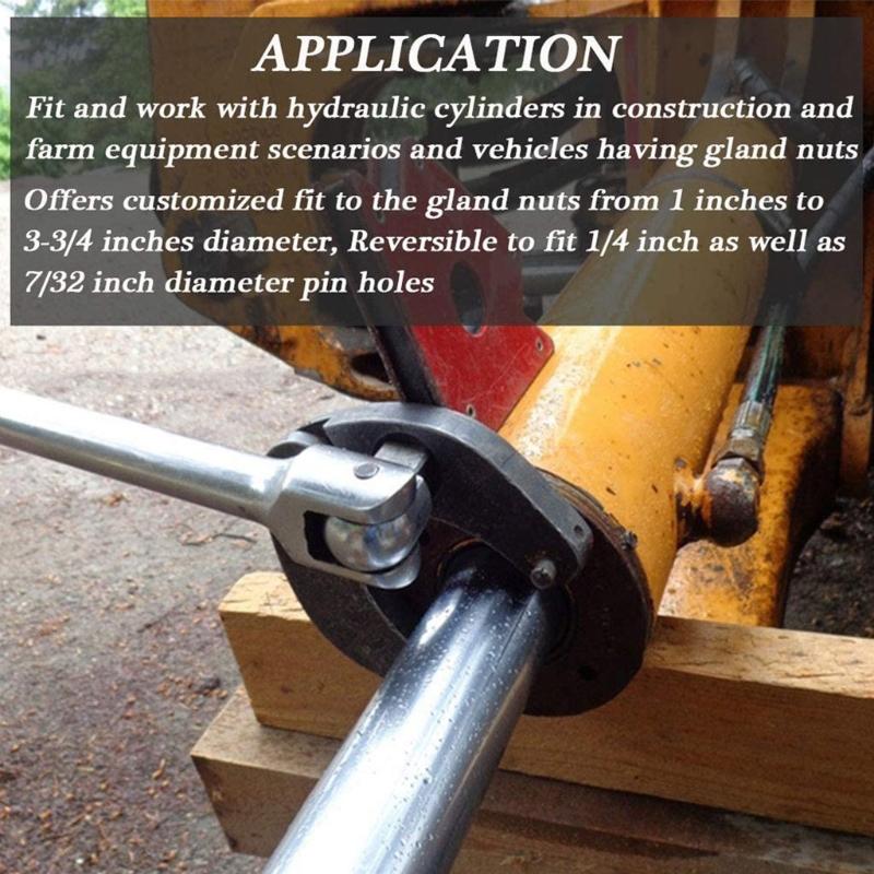 Adjustable Gland Nut Hand Wrench Tool 7463 Small Universal Gland Nut Spanner Set for Hydraulic Cylinders Most Farm Uses