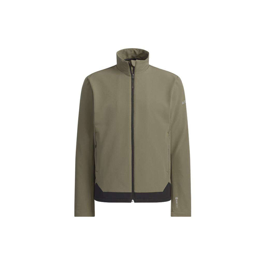 Adidas Logo Print Stand Collar Jacket Unisex Jacket Rock-Layer-Olive-Green HY4701