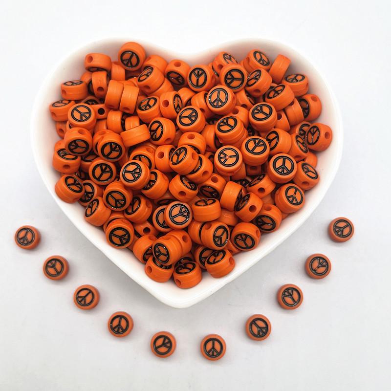 

100pcs 7x4mm Oval Shape Peace Symbol Acrylic Loose Spacer Beads for Jewelry Making DIY Bracelet Accessories