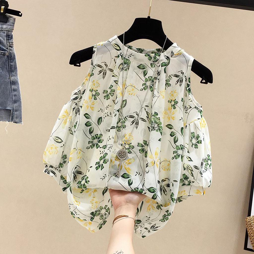 Fashion Women  Printed Short Sleeve Cold Shoulder Appliques Loose Tops