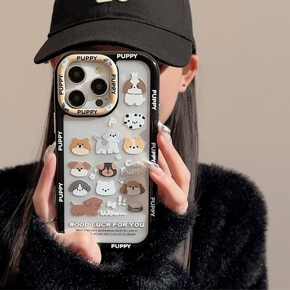 Cute Doodle Dog for 17ProMax Phone Case 15 Acrylic for IPhone13 Cute 16 for Apple