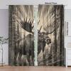 Retro Elk Print Curtains   Christmas Decorations   Bedroom and Living Room   Home Decoration   Room Decoration