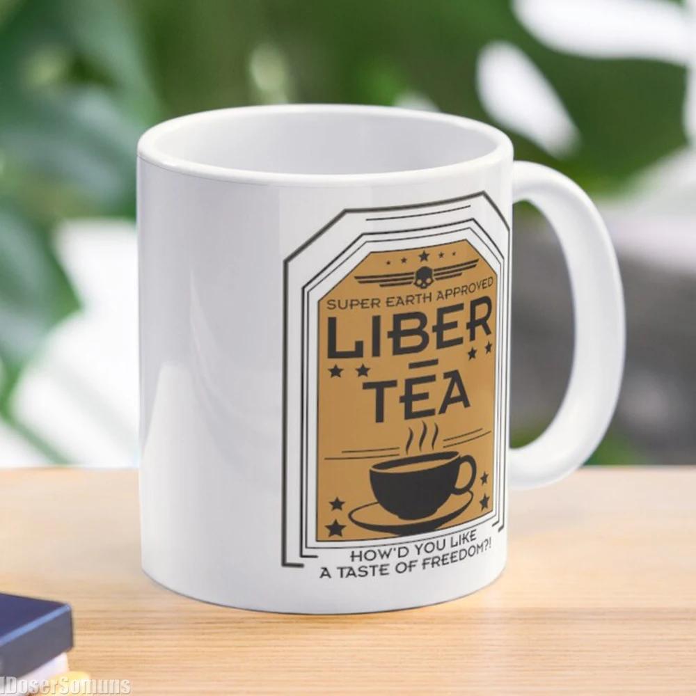 Ceramic Morning Cup of Liber-Tea Cup Taste Democracy Freedom White Black Alphabet Mug Gift for Friends Creative Liber-Tea Mugs