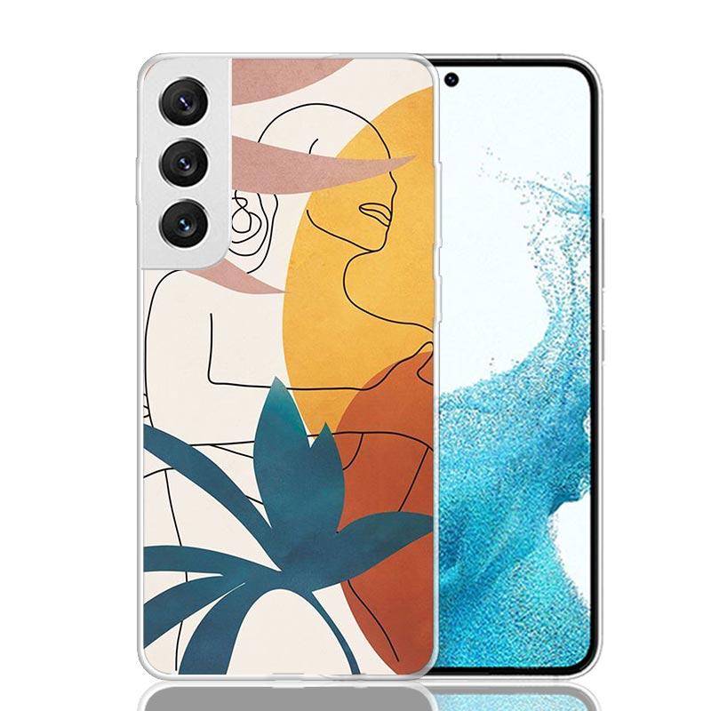 Abstract Women Face Line Phone Case For Samsung Galaxy S26 Ultra S23 S24 S25 Edge S20 FE S21 S22 Plus Soft Print Shell Cover Fun