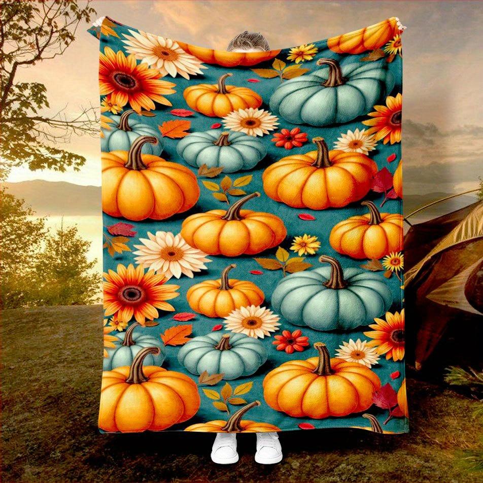 

Harvest Pumpkin Spice Blanket Reversible Flannel Throw for Autumn Comfort AllSeason Cozy Thanksgiving Gift 75x90cm