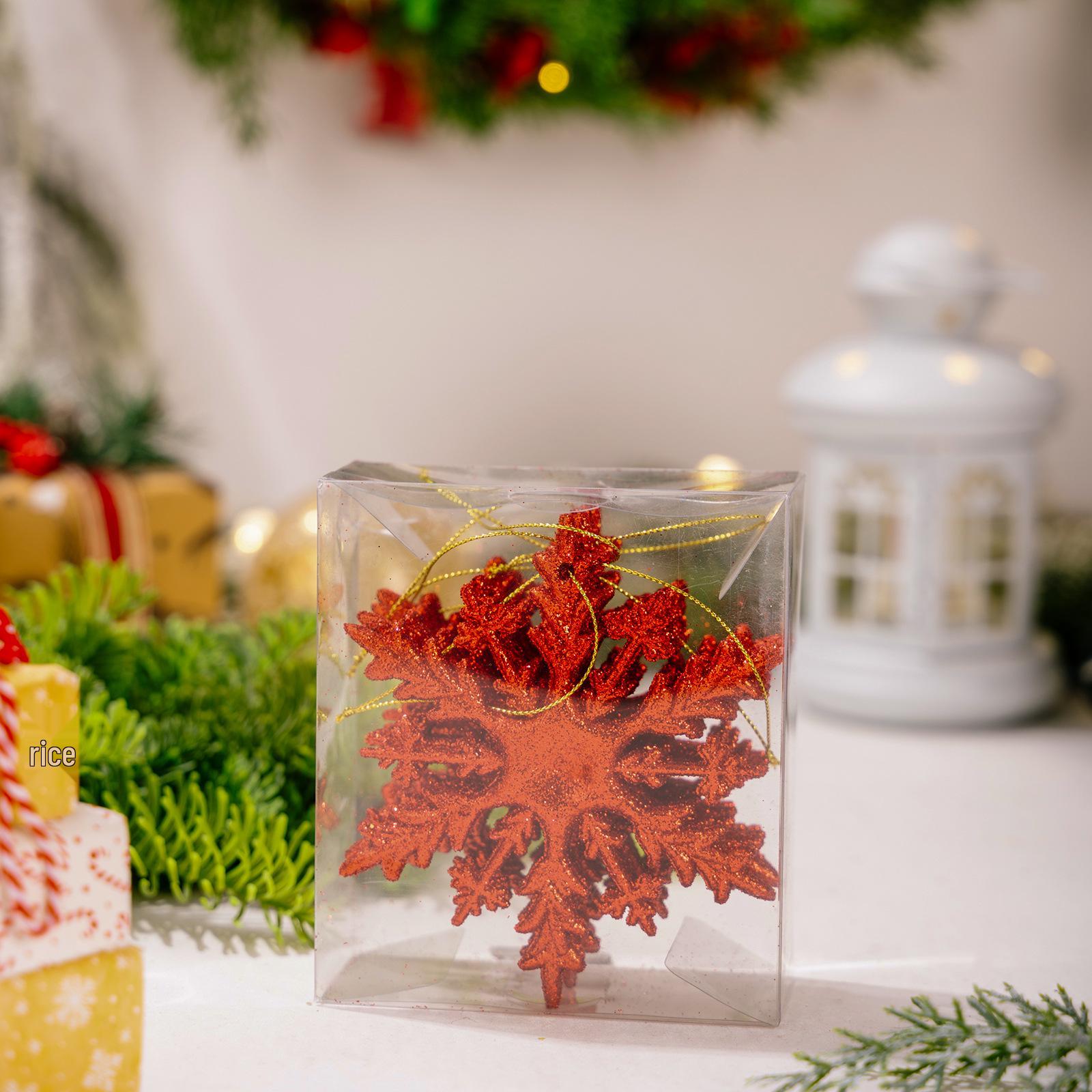 Haobei Gold-Plated Glitter Snowflake Ornaments - Colorful 3D Christmas Tree Decorations