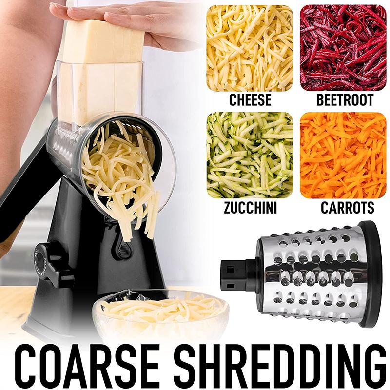LMETJMA Rotary Cheese Grater with Handle Manual Vegetable Graters Shredder Slicer Nuts Grinder with Strong Suction Base JT122