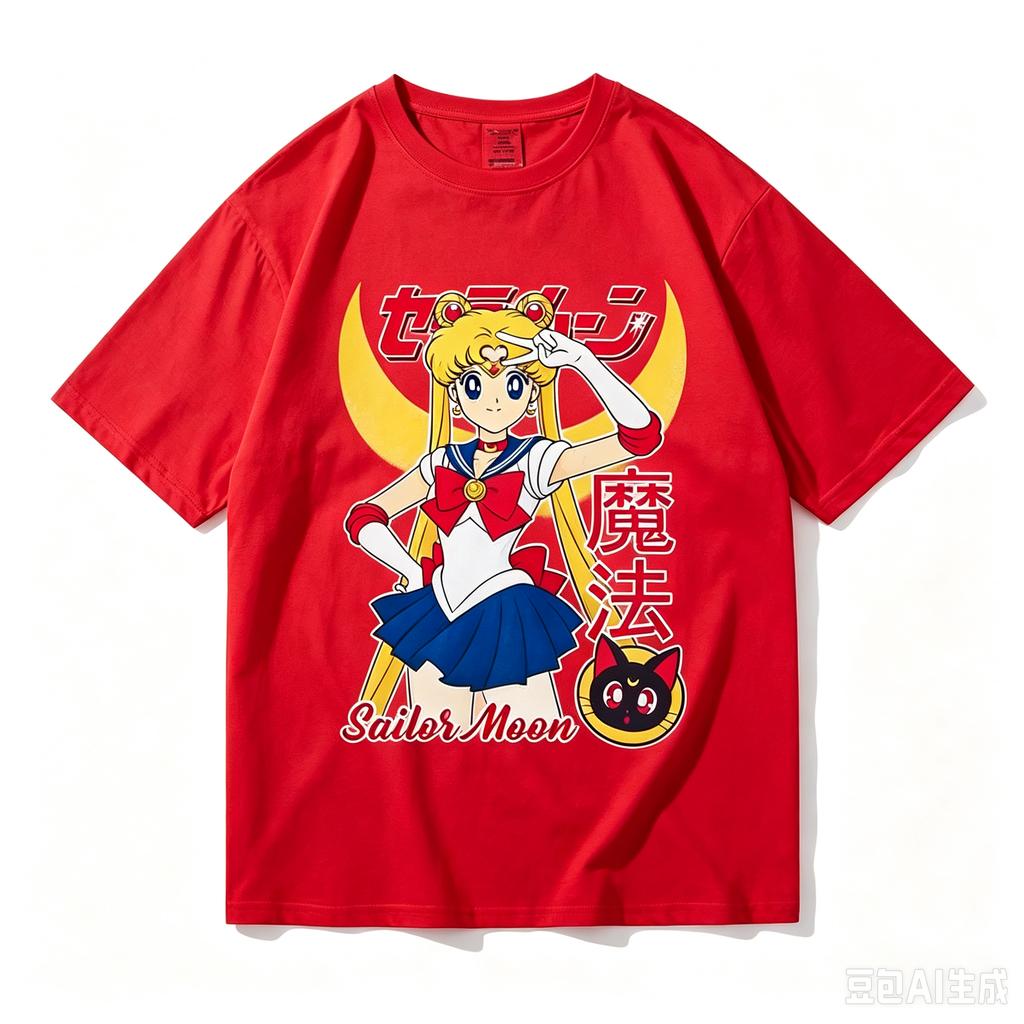 2026 Neuer Stil Sailor Moon Thema Retro Süß Cool 100% Reine Baumwolle Bedrucktes Kinder T-Shirt Sommer Lässige Oberteile