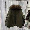 Winter new fox big fur collar suede down jacket women's short fashion casual loose thickened coat