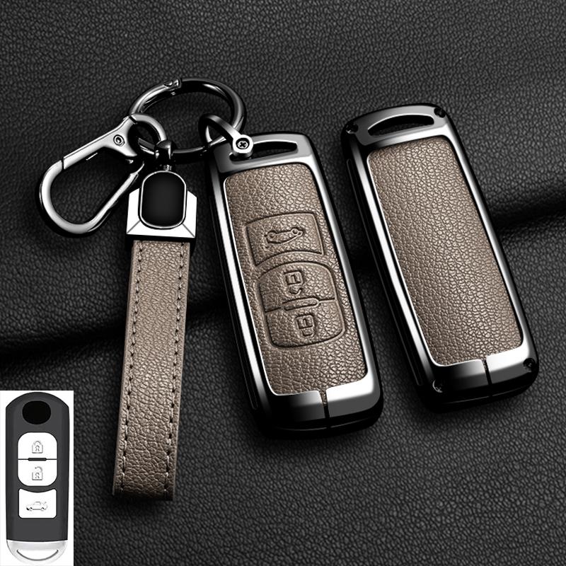 Zinc Alloy Car Key Cover Holder for Mazda Axela Atenza 3 2 6 CX3 CX5 CX30 CX8 CX9 MX5 RX7 RX8 SKYACTIV Remote Protector Keychain