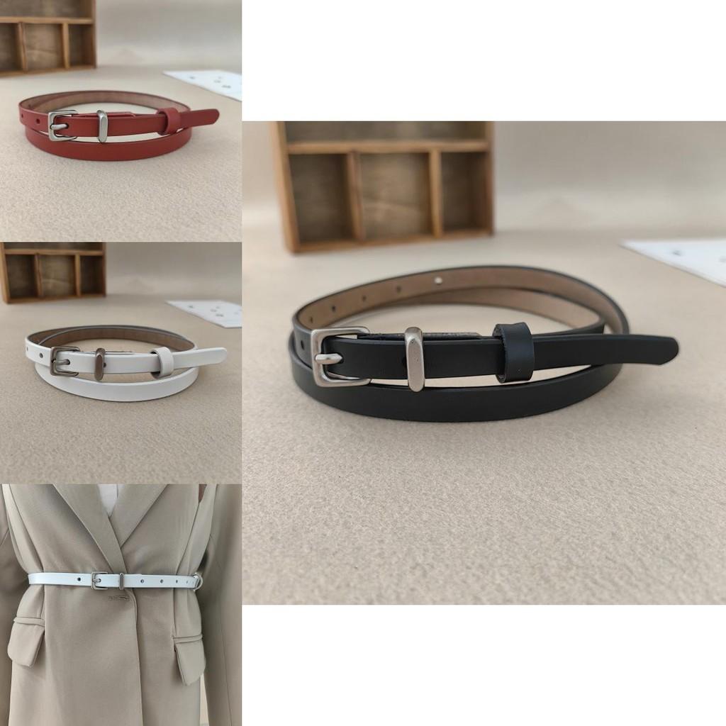 Classic Twolayer Leather Belt For Women With Silver Buckle For Casual And Office Wear