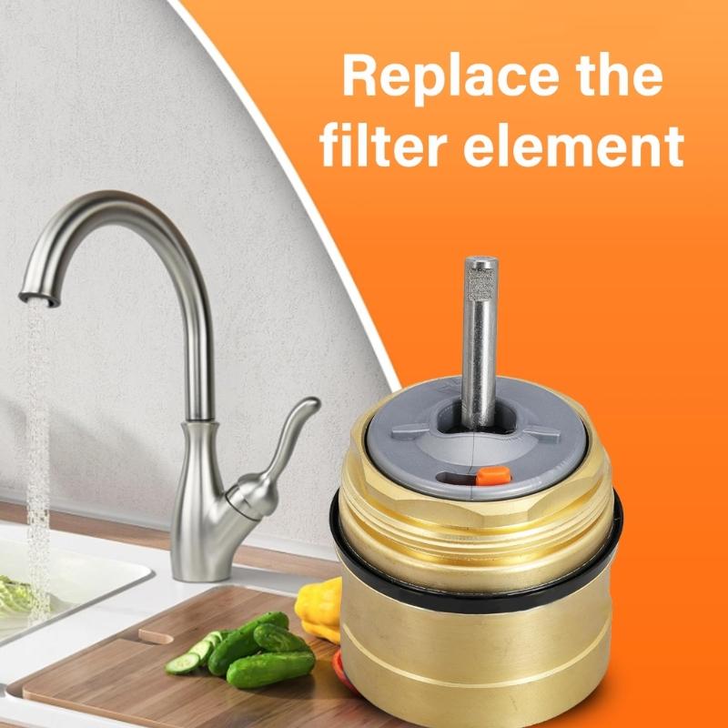 Quick Connection Water Filter Cartridge for Kitchen Bath Sinks High Flows Rate Copper Cores Includes Mounting Hardware