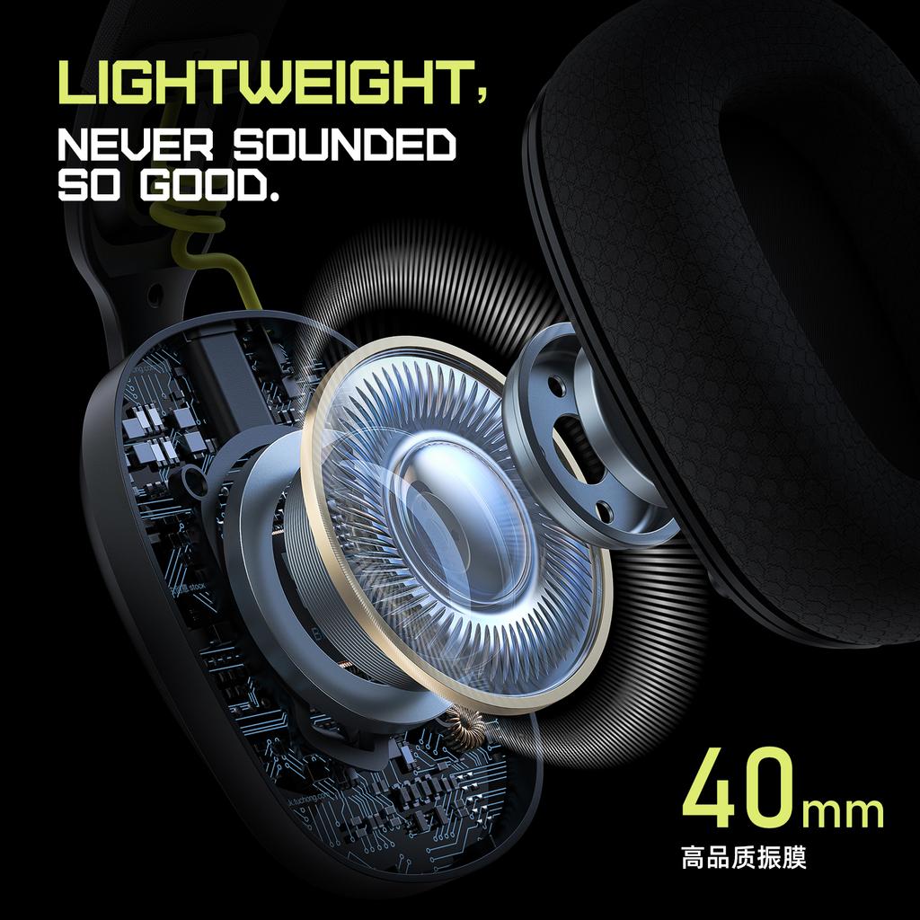 Onikuma B2 2.4GHz Wireless Headphones Gaming Headset 5.3 Large Capacity 500mah Battery Wireless Earphone with Internal Mic