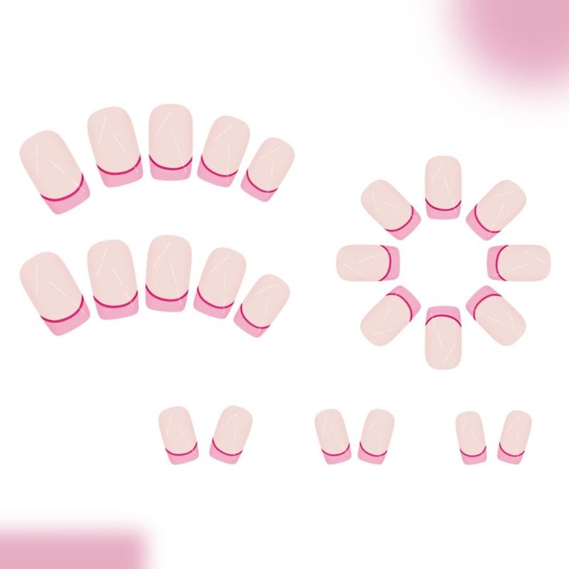 Rose Press On Nail Almond Fake Nail Glossy Stick On Nail Full Cover False Nail Acrylic Glues On Nail for Womens Girls