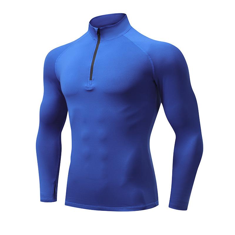 Men's Spring Autumn High Elastic Turtleneck Sports Fitness Shirt Long Sleeve Half Zipper Basketball Running Workout Top
