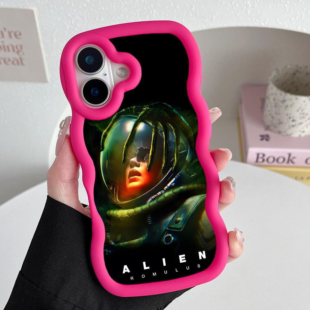 Alien Romulus Mobile Cell Phone Case for iPhone 17 16 15 14 13 12 11 Air Pro Max Plus Wavy Edge TPU Colorful Cover Cover