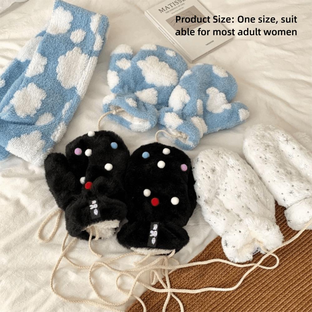 Fleece Lined Fleece Lined Gloves Polyester Windproof Winter Gloves Plush Mitten Gloves Student