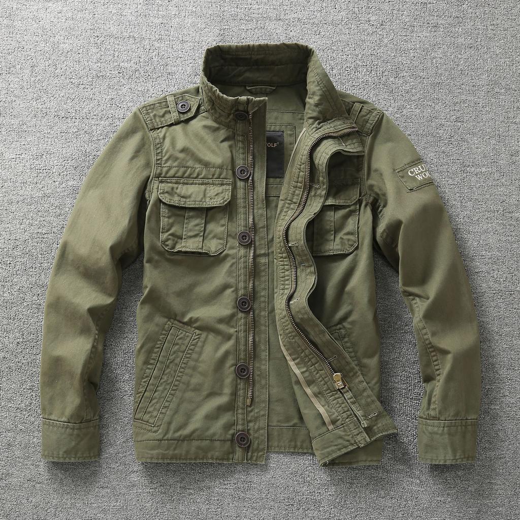 Herrenjacke Herren Denim Retro Cargojacken Outdoor Multi-Taschen Oberteile Feld Freizeitmode Wanderjacken Uniform