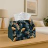 1pc Elegant Teal & Golden Ginkgo Leaf Tissue Box Holder - Dark Back Seamless Napkin Dispenser Organizer Compatible with Tissues/Roles/Sheets For, Beds