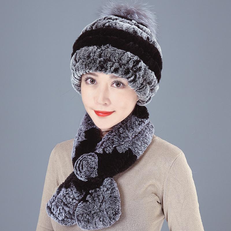 Old Man In Fur Rex Rabbit Hair Hat Ladies Autumn and Winter Mom Old Woman Warm Fox Hair Grandma Top Hat