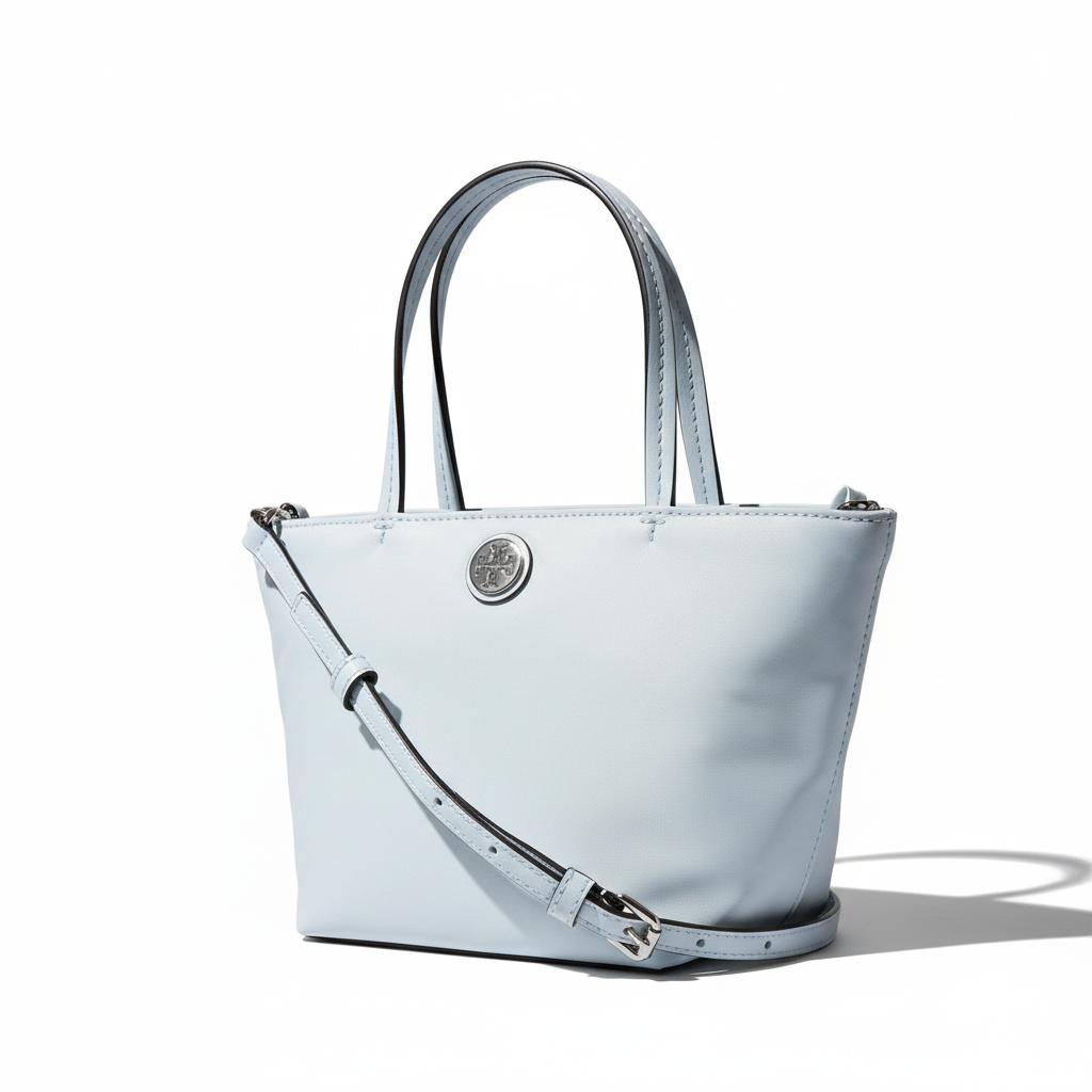 

Tory Burch Mini Nylon Tote Bag With Adjustable Shoulder Strap And Metal Logo Women tote bags Light-Water-Green 167913-400 Basic Set (Bag+Dust Bag)