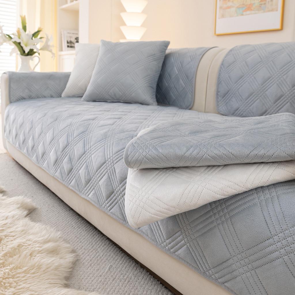 1 Stück Dicker Plüsch Sofakissen Rutschfeste Sofadecke Staubdicht Weich Maschinenwaschbar Möbelprotektor für Wohnzimmer